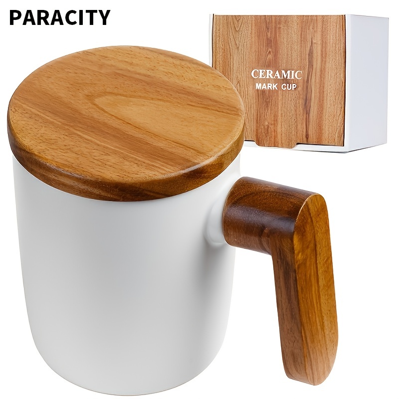 280ml Handmade Wooden Coffee Mug Tea Cup With Handle Wood Retro