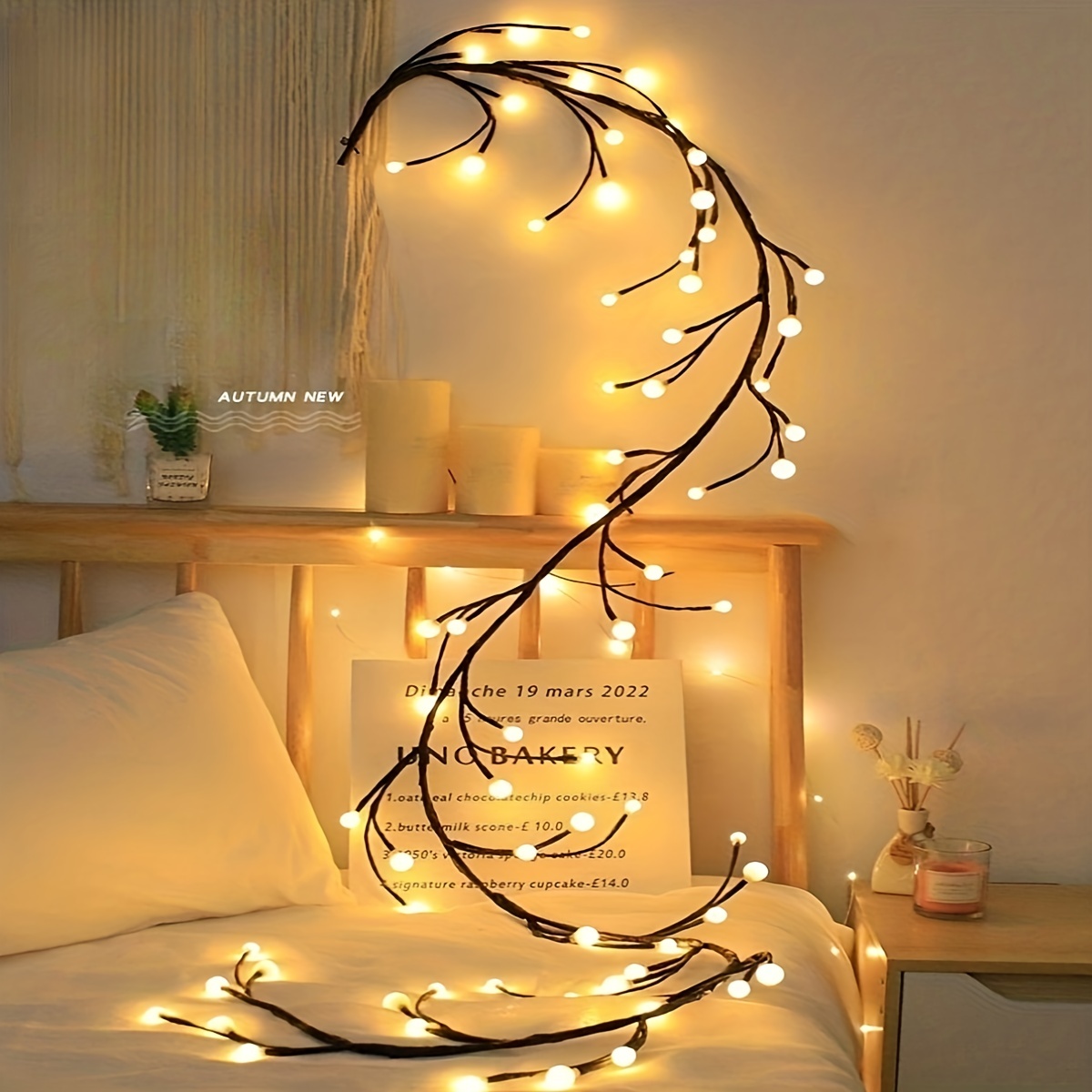 1pc usb powered willow vine lamp 48 led 1 8m 5 9 foot string lights for living room bedroom party walls home decoration christmas halloween decorations details 3