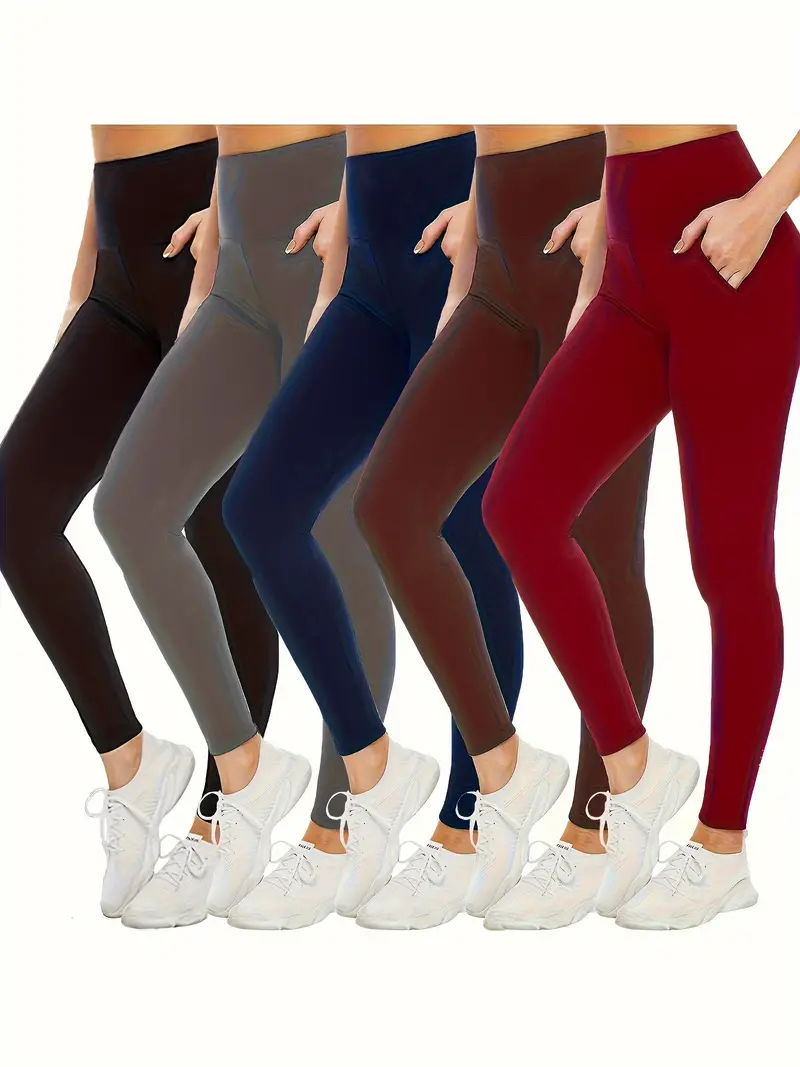 Sports Leggings Pockets Women High Waisted Tummy Control - Temu