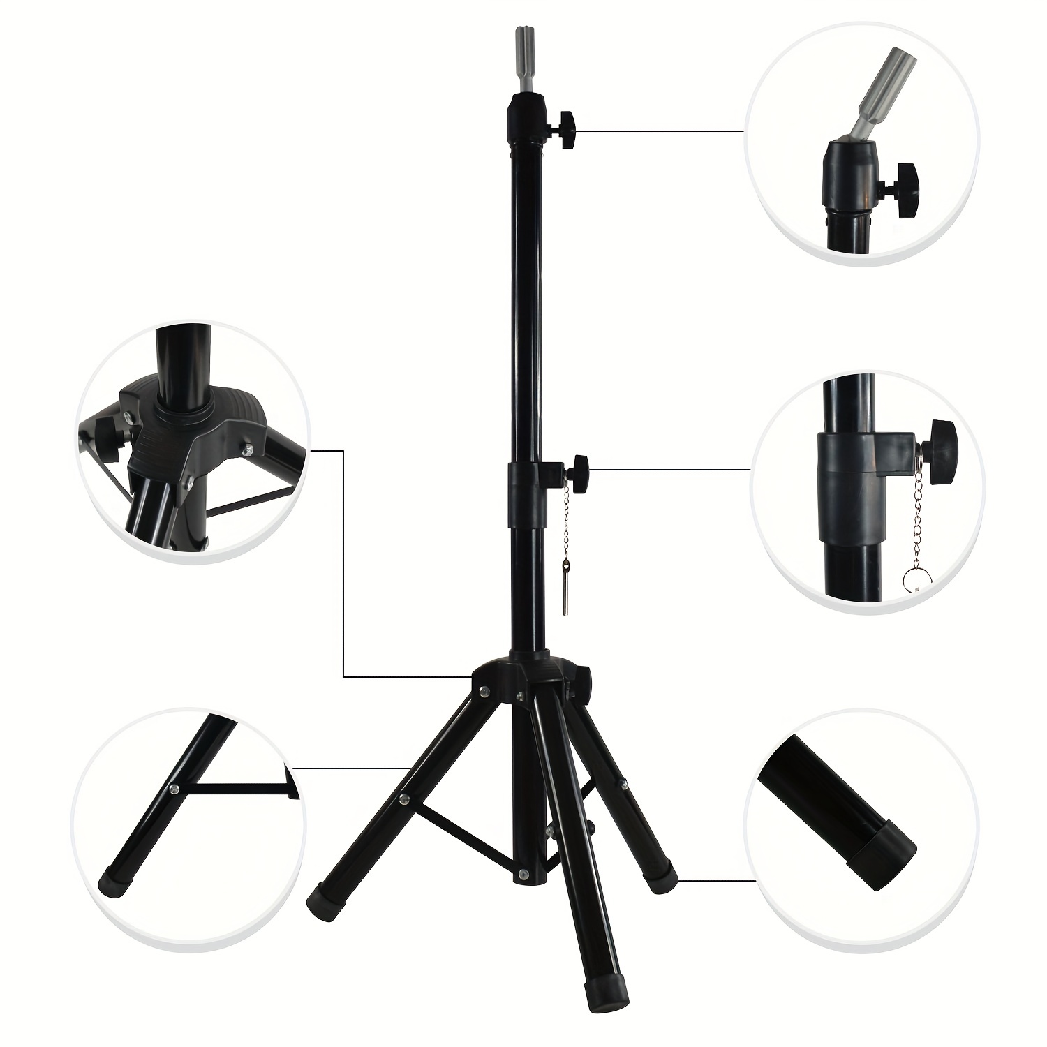 Wig Stand Tripod Mannequin Head Stand, Adjustable Heavy Duty Wig