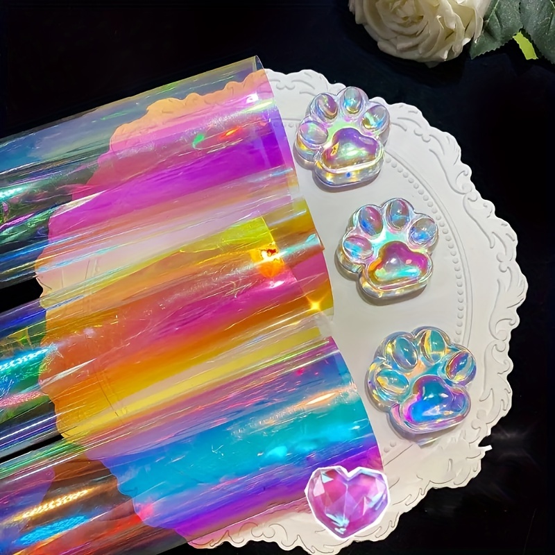 

1pc 20cm Lovely Creative Rainbow Laser Film Foil Resin Jewelry Crafts - Perfect For Diy Epoxy Silicone Mold Filling & Art Casting Accessories