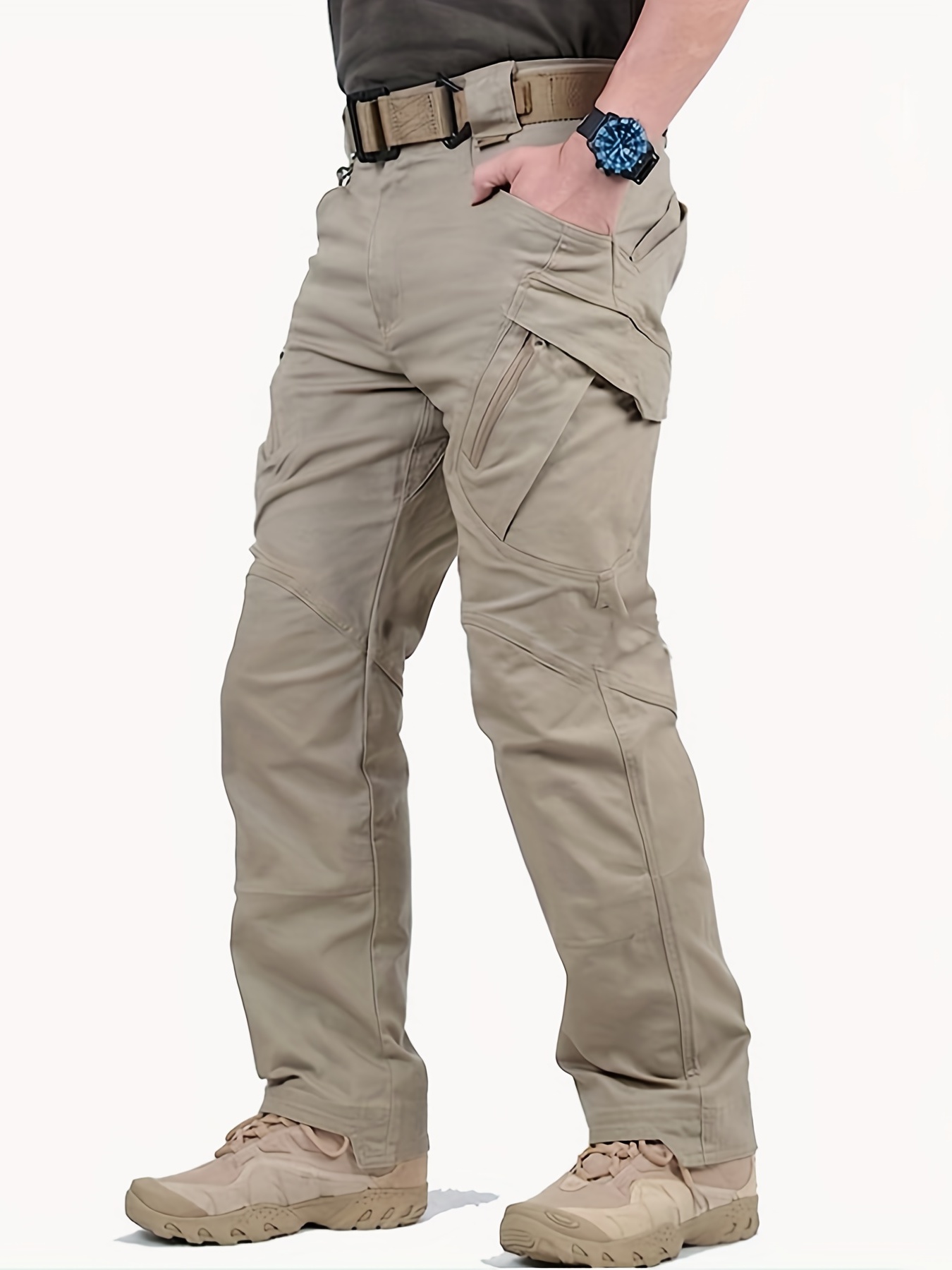mens casual cargo pants with zipper pockets male joggers for spring and fall outdoor