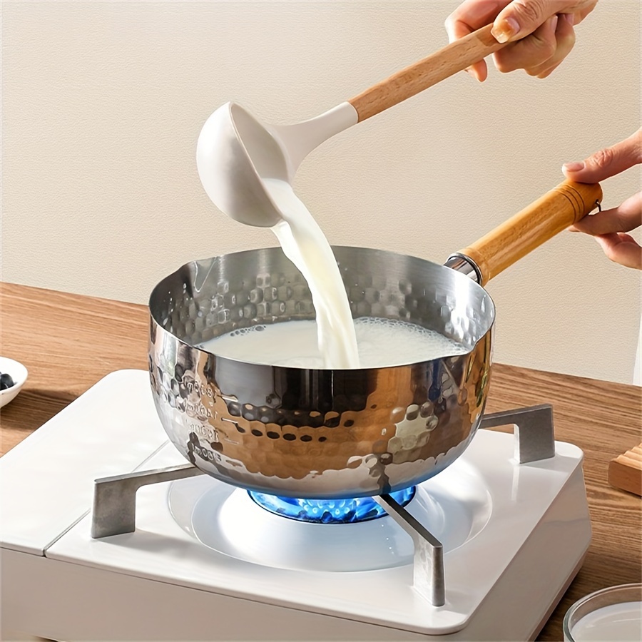 Pour Spout Milk Pan Wood Handle Non Stick Cooking Pot Kitchen With Lid Small  Easy Clean Saucepan Soup Frying Induction Hob - AliExpress