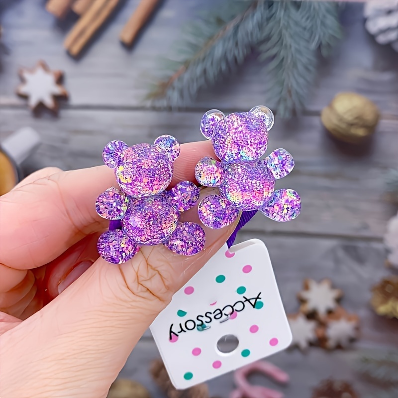 2pcs Sparkly Bear Band Accessories Sequins Cute Cartoon Tie Hair Large Scrunchie Hair Rope