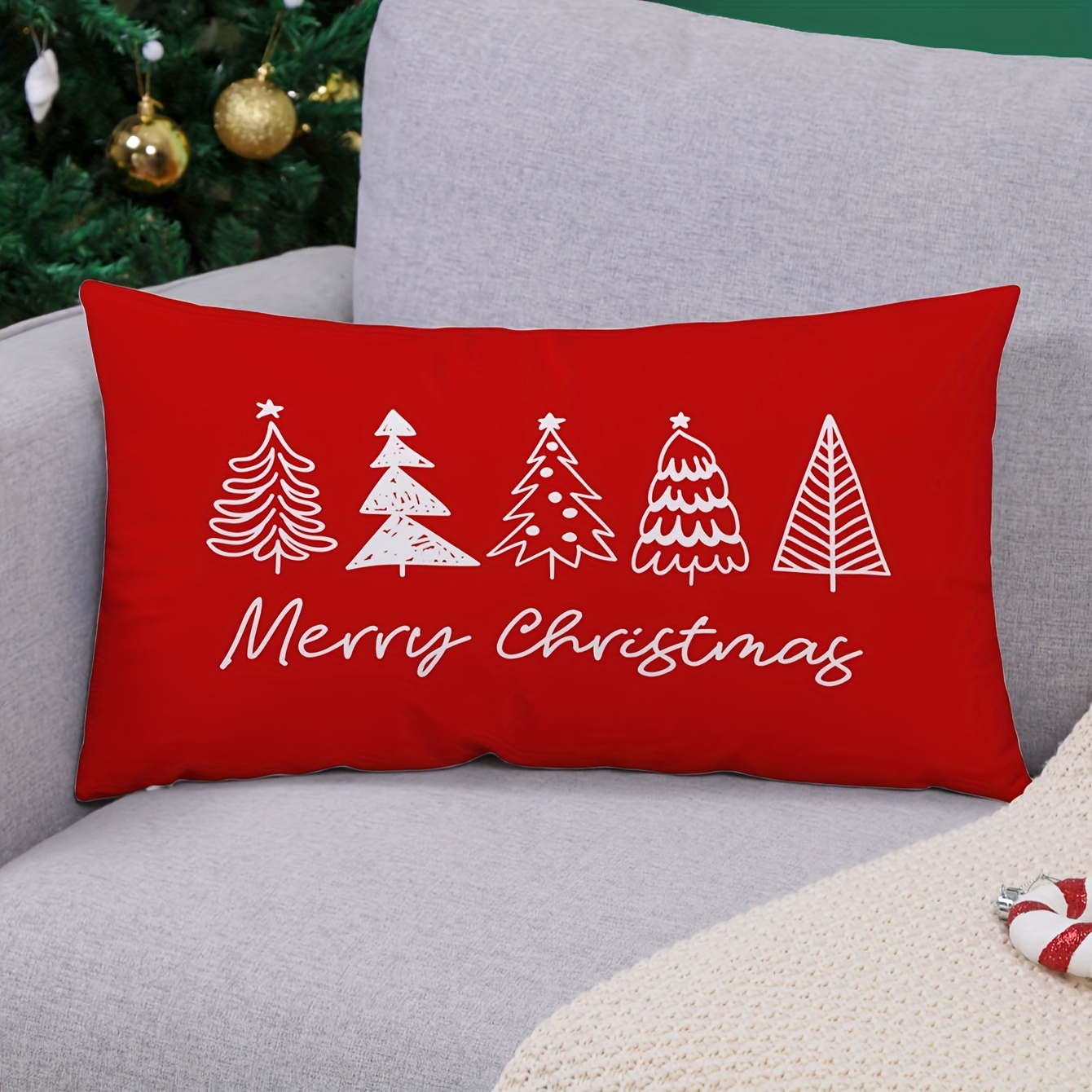 Christmas Pillow Cover, Red Christmas Cat Tree Winter Throw Pillows Xmas  Pillowcase Home Decor Living Room House Decorative Cushion Case For Sofa  Couch - Temu