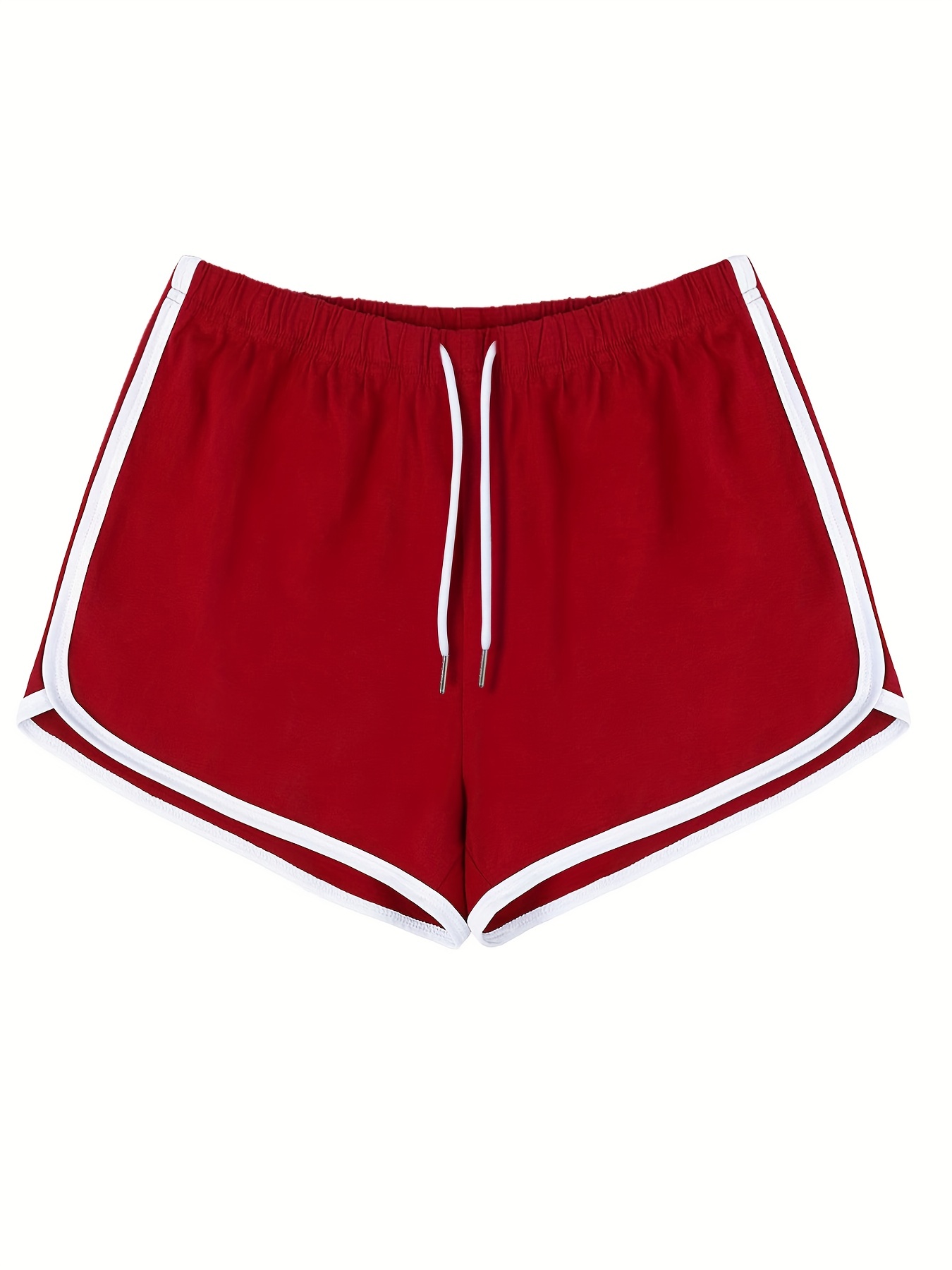 Plus Red High Waist Band Fold-over Running Shorts