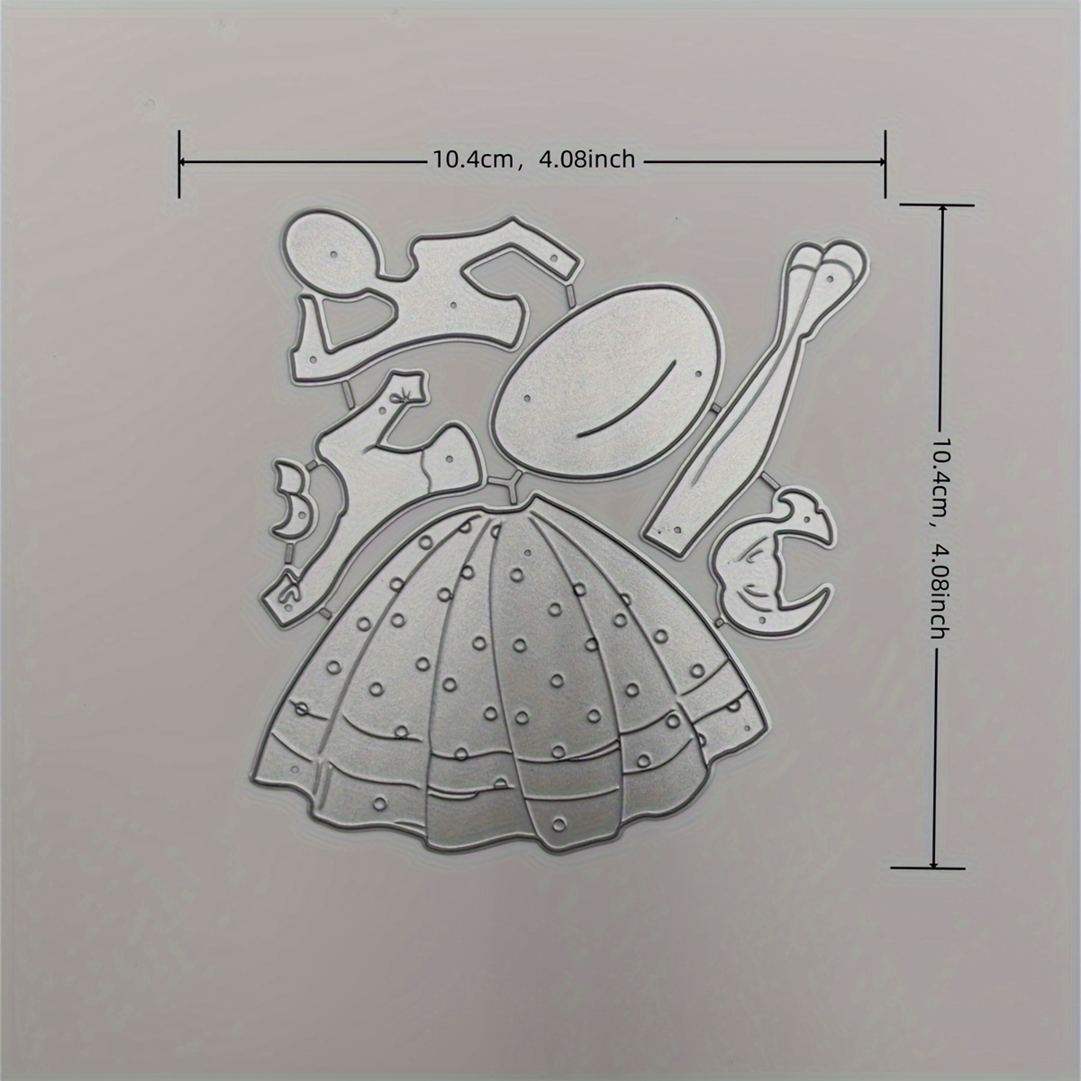 Image of Fashion Vintage Lady Cutting Die Mold For Dress, Paper Craft Embossing, Metal Carbon Steel Die