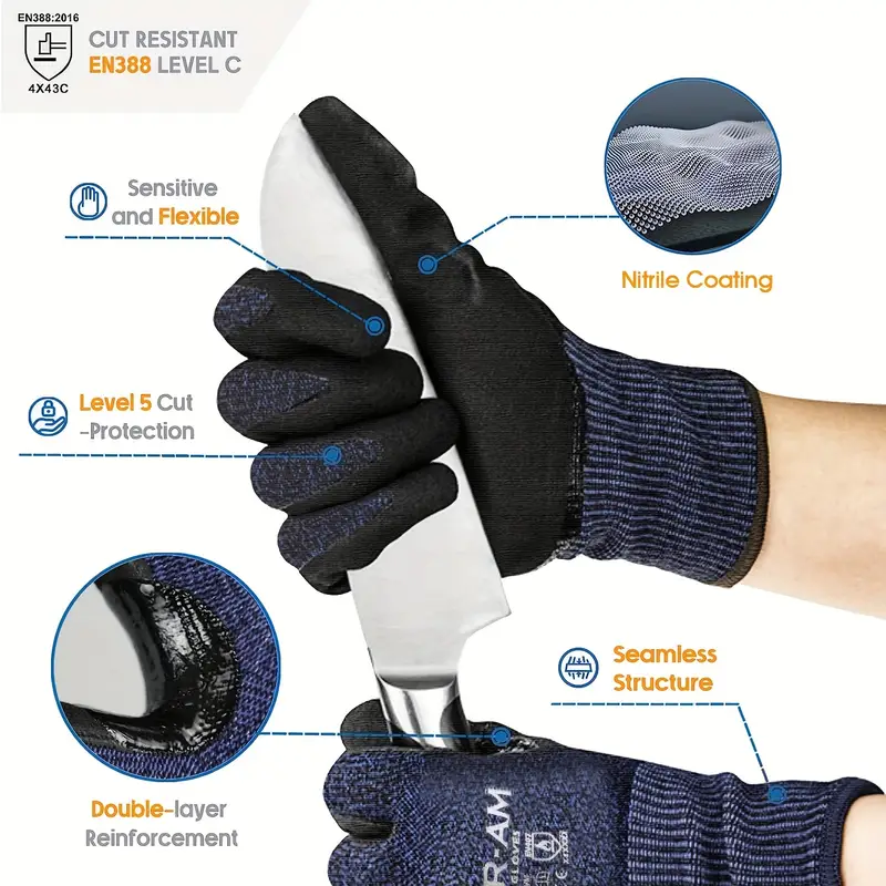 Level 5 Cut resistant Work Gloves With Firm Non slip Grip - Temu