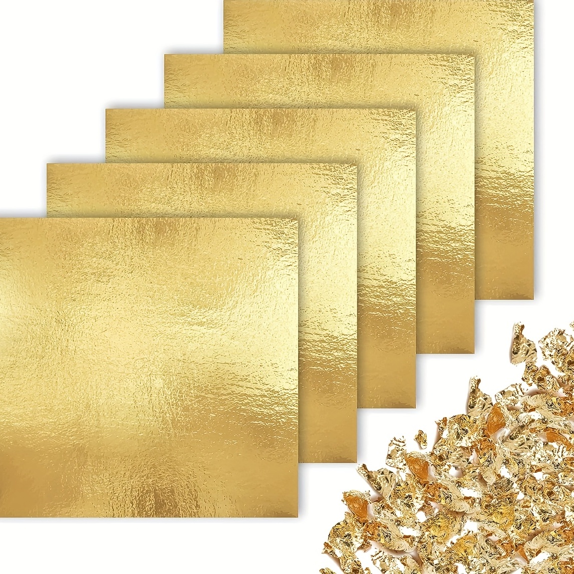100pcs9x9cm Art Craft Design Paper Sheets Practical Pure Shiny Gold Silver  Rose gold Leaf for Gilding