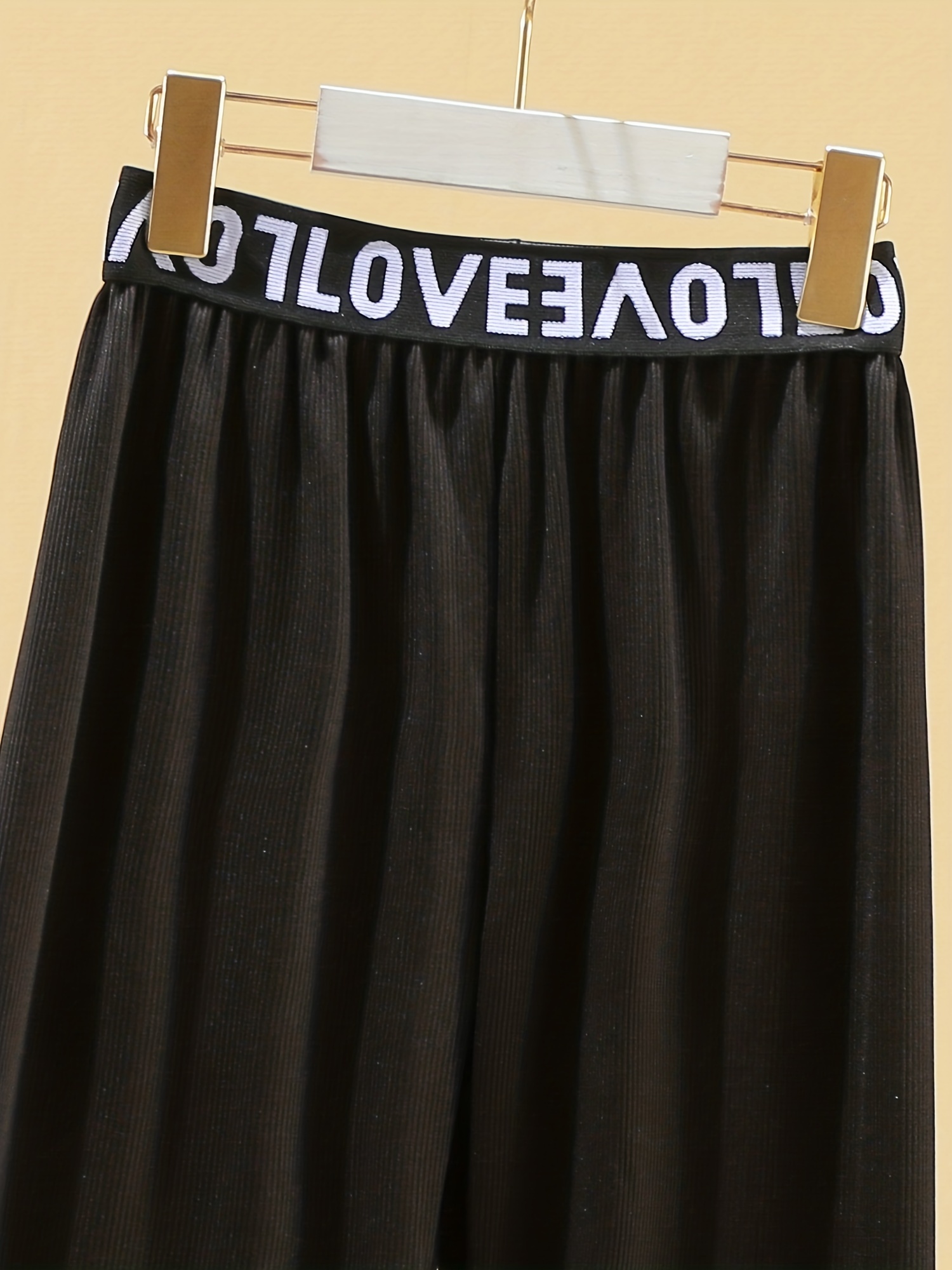 Low Elastic Waistband Black Child Capri Pants For Girls 7-12 Years