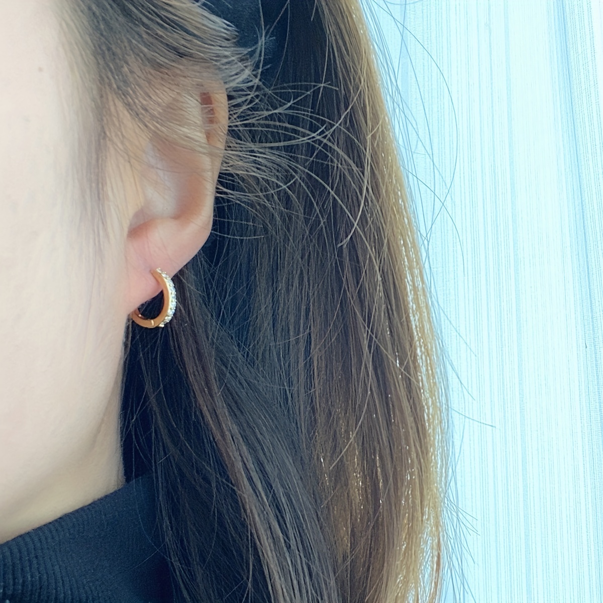 Copper Zirconia Earrings with Circle Design
