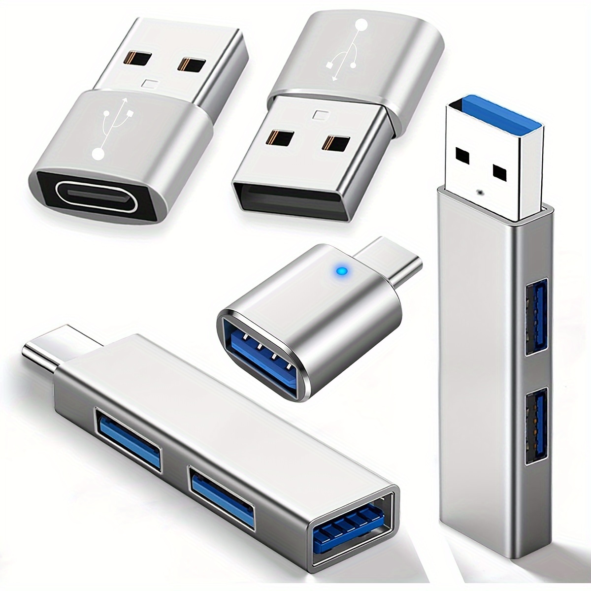  Adaptador multipuerto USB C Hub para MacBook iPhone 15 Pro Max,  divisor tipo C 5 en 1 a audio auxiliar de 0.138 in, convertidor de  auriculares, puertos USB 3.0, estación de