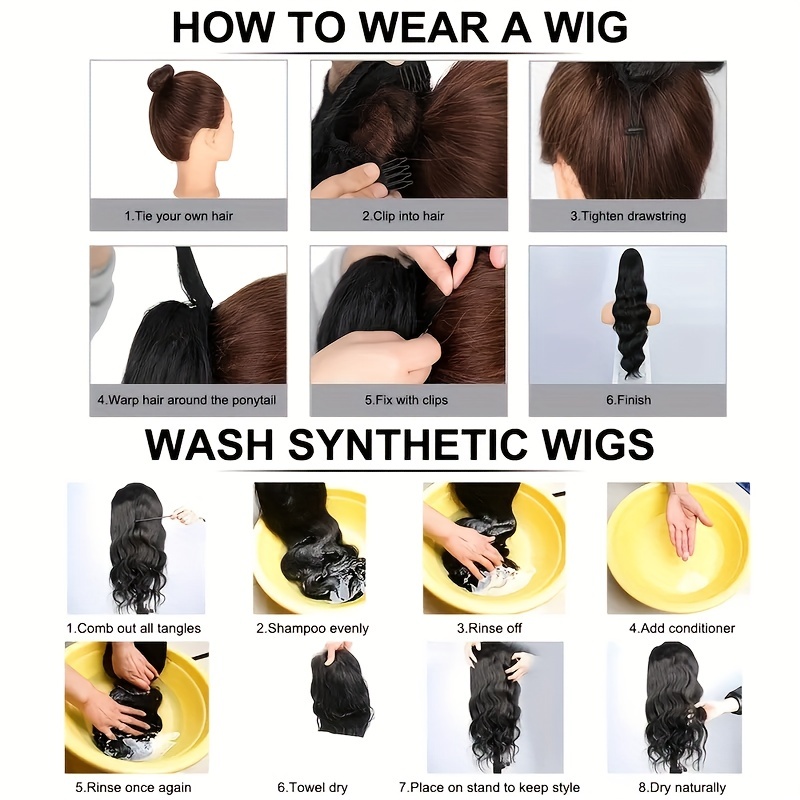 24-Inch Long Water Wave Drawstring Ponytail Synthetic Hair Extensions