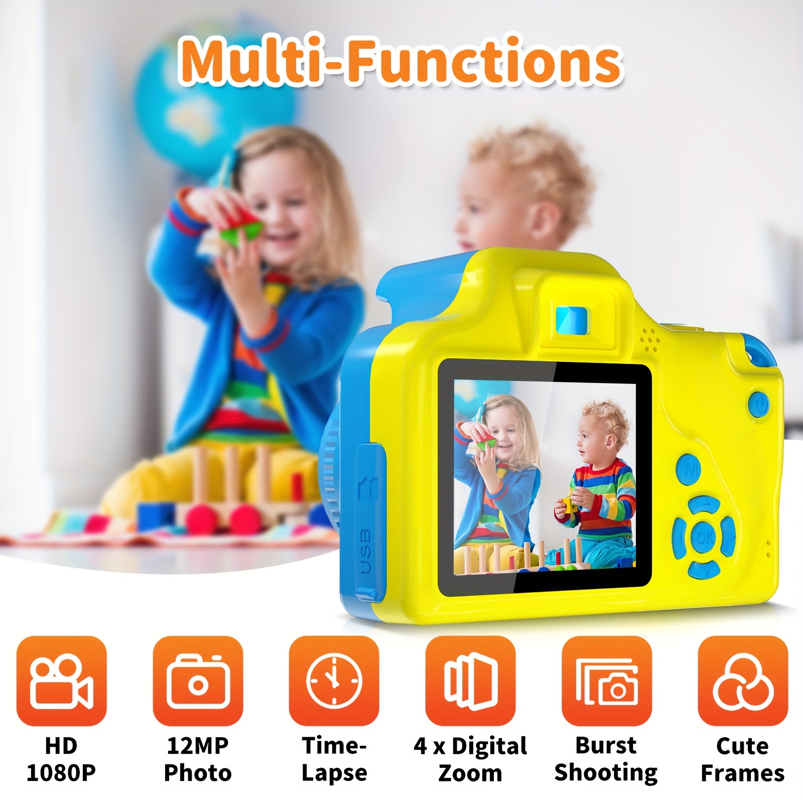  Cámara digital de impresión instantánea para niños, cámara de  video selfie 1080P para niños con lente giratoria de 180°, tarjeta TF de 32  GB, papel de impresión, juego de bolígrafos de