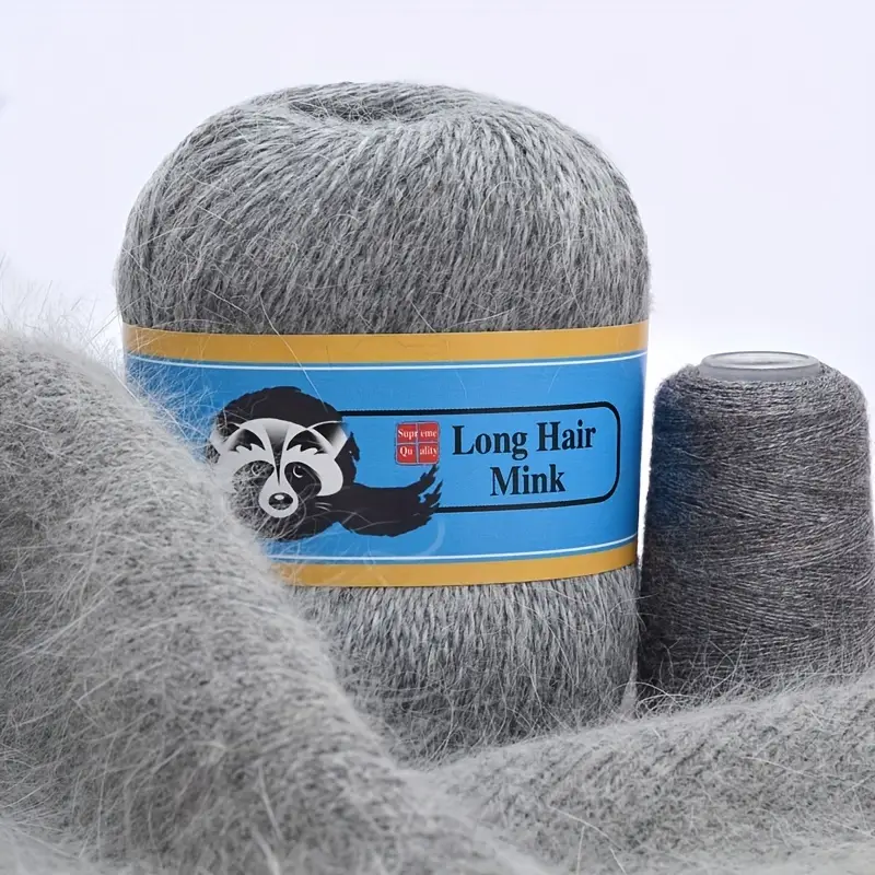 50g\+20g Soft Cashmere Yarn Plush Hand\-knitted 2 Pcs Anti\-pilling Woolen  Scarf Coat DIY Weave Thread Crochet Knitting light grey s 