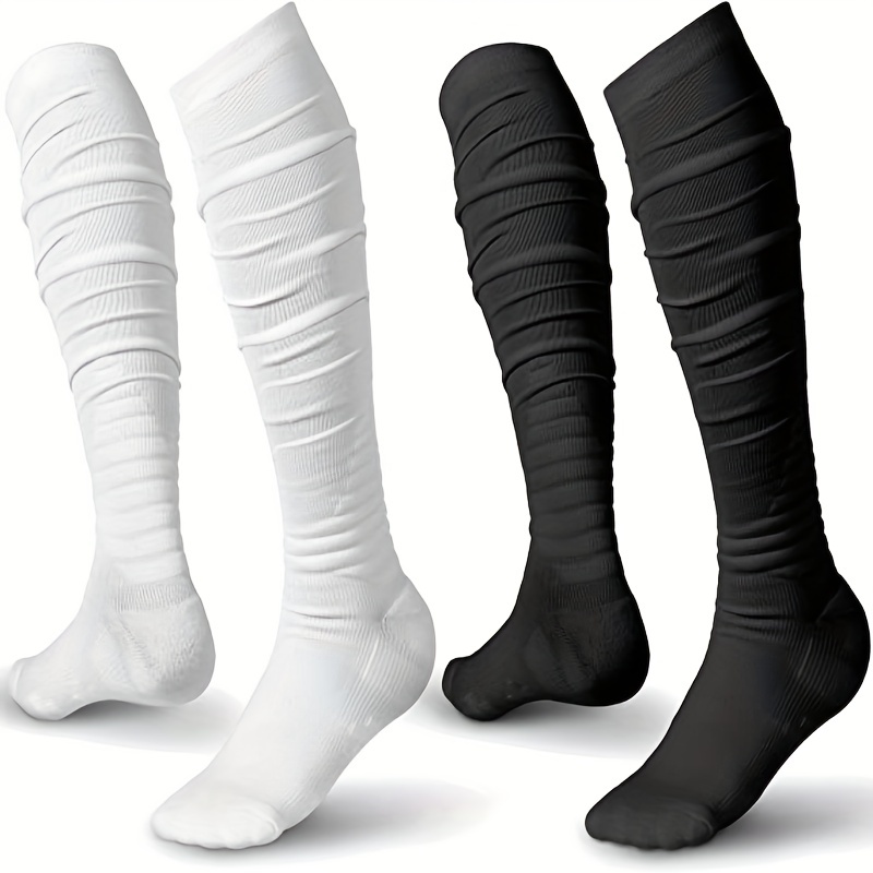  4 pares de calcetines de fútbol de equipo deportivo blanco y  negro hasta la rodilla para niños y niñas, mejor para correr, regalo para  niños de 5, 6, 7, 8, 9