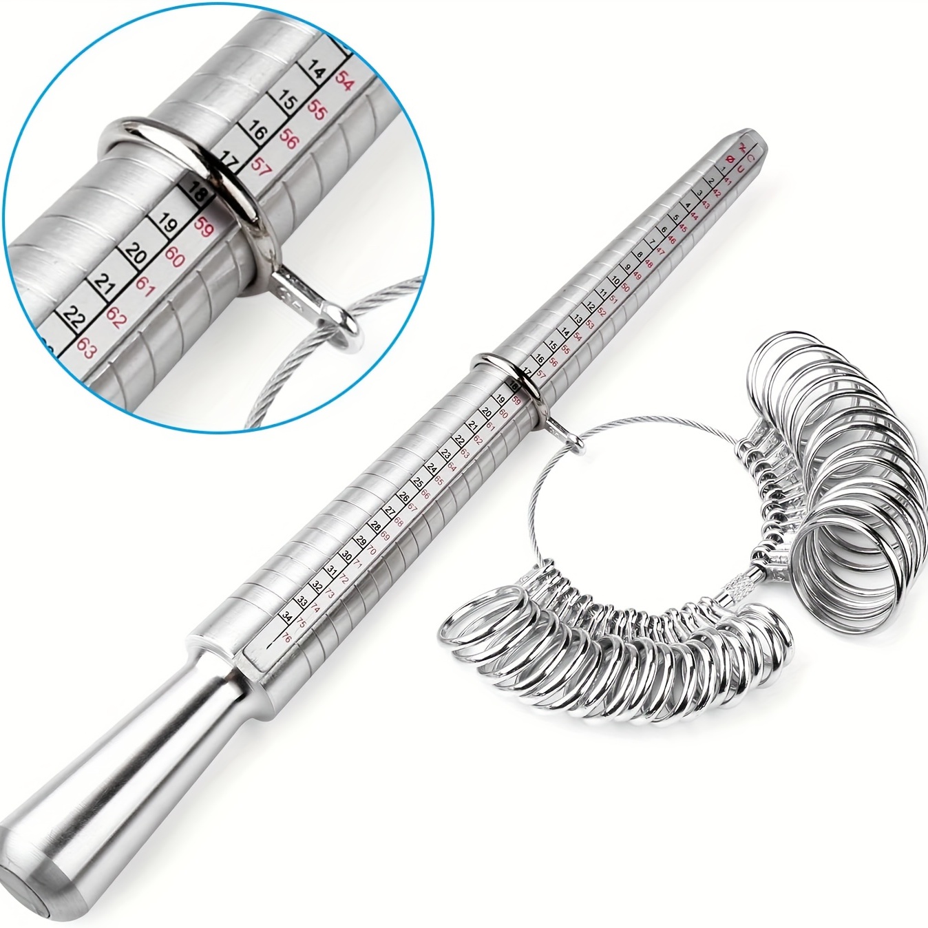 Ring Sizer Measuring Tool Set Metal Ring Sizers Stainless Steel Ring Gauges  Finger Sizer & Ring Mandrel Aluminuml (Size 1-13), 27 Pcs (Ring Sizer Set)