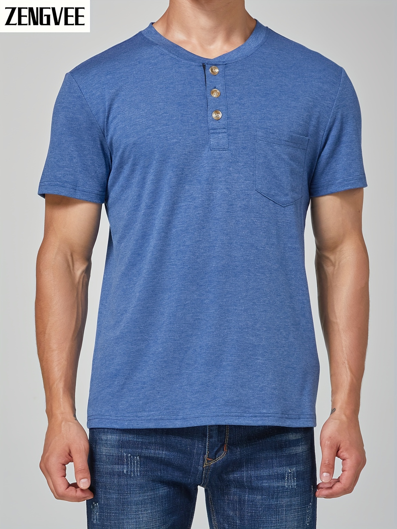 sky-blue Polo basic t-shirt short sleeves solid shirt