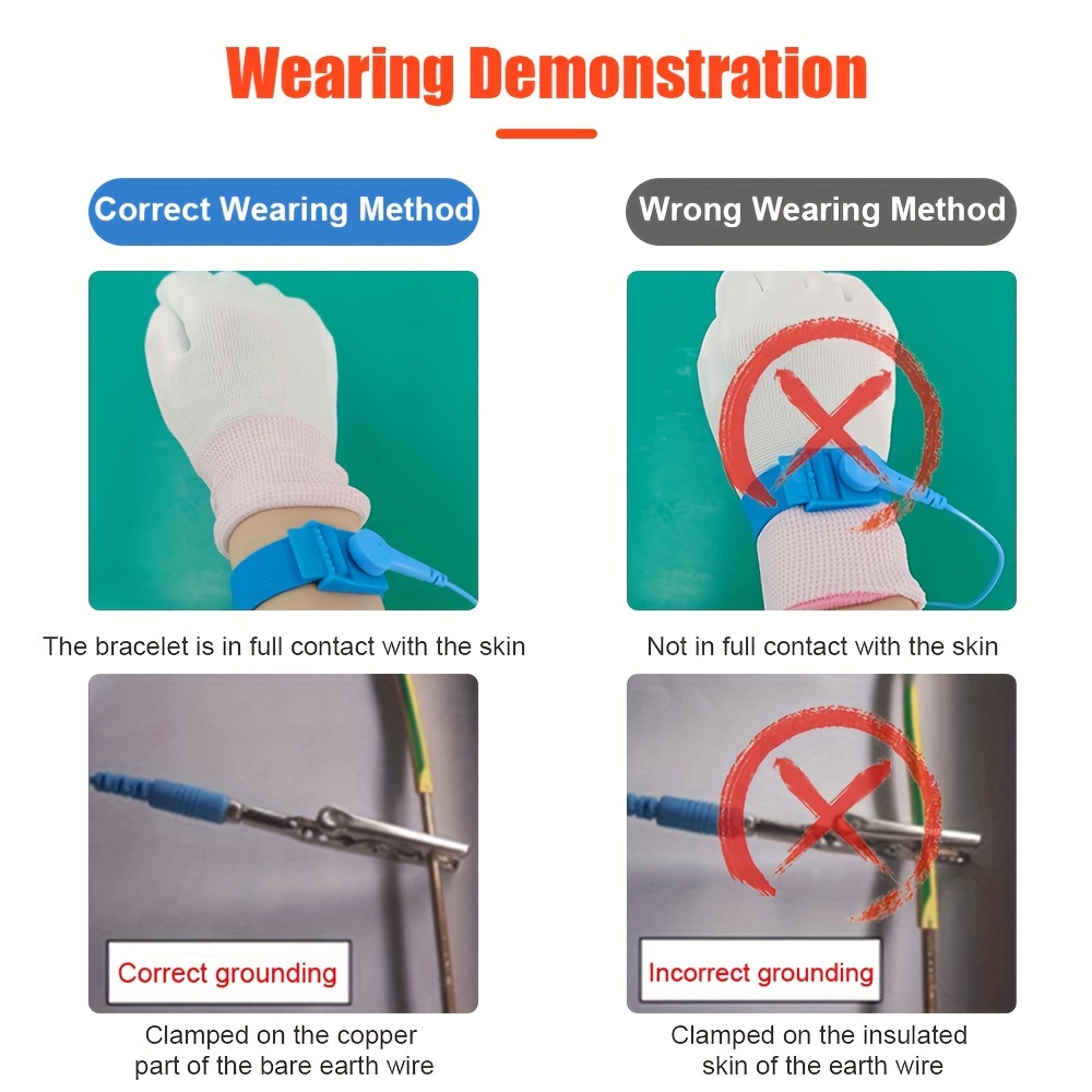 Esd Anti static Wrist Strap Components Blue/black - Temu
