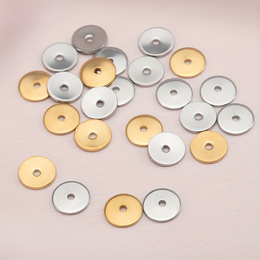 20pcs Stainless Steel Beads, Flat And Round Loose Spacer Beads Loose  Stopper Beads For DIY Crafts DIY Jewelry Making Accessories