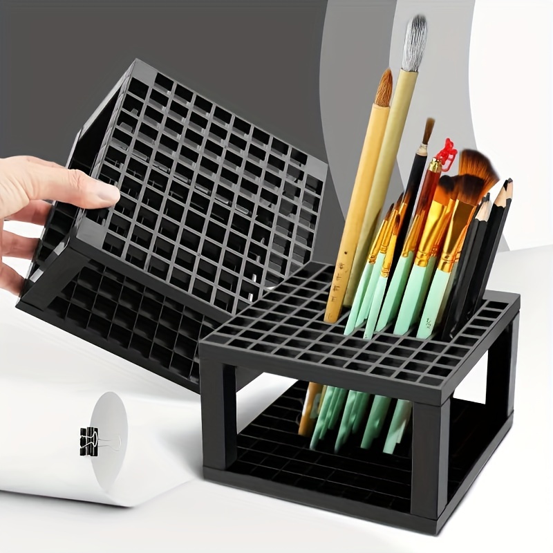 Square Brush Holder Desktop Storage Holder For Pens Brushes - Temu