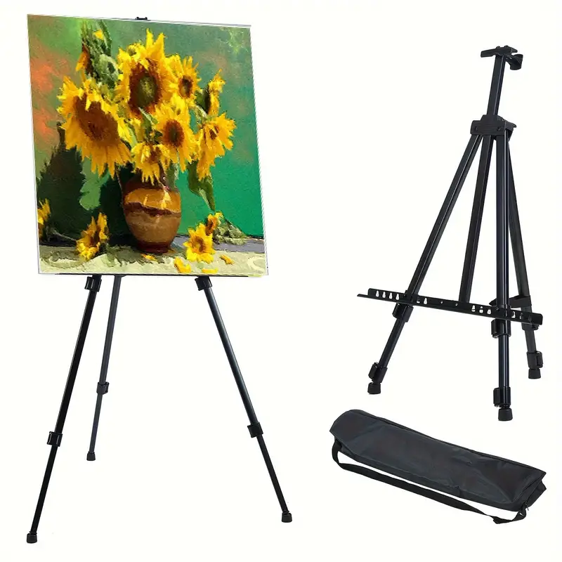 Tall Folding Easel Stand For Display, Aluminum Metal Tripod Art Easel  Adjustable Height From 20-65 - Instant Poster Easels For Painting Canvas -  Temu Mexico