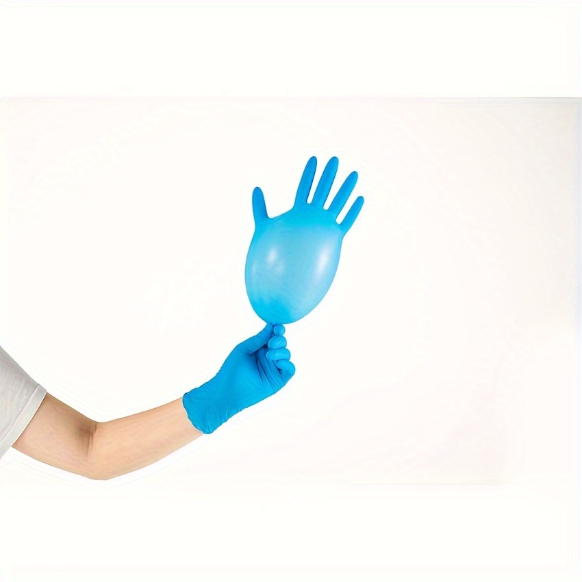 Basic - 1 caja de 100 guantes desechables de nitrilo azul, no estériles,  sin látex, sin polvo (talla L)