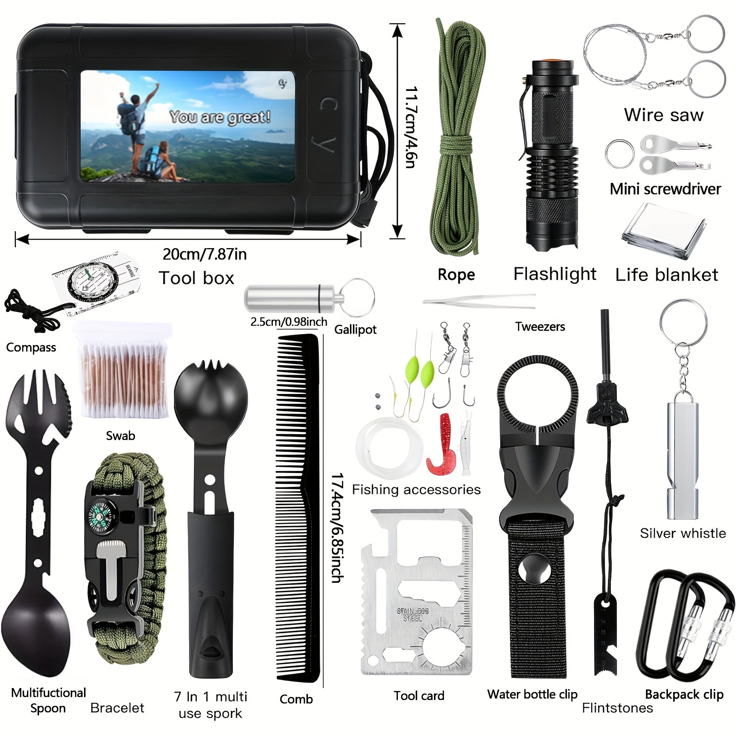 1 Survival Gear Equipment Camping Emergency Hiking Outdoor - Temu