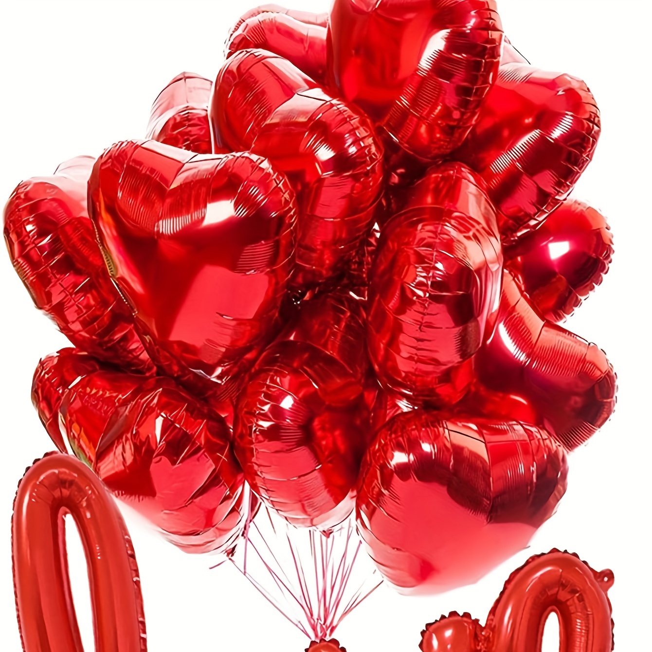 25 globos rojos de helio con forma de corazón, decoración