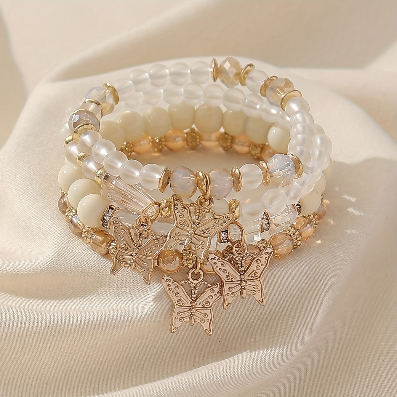 Acheter Bracelet de perles à la mode pour femmes, pierre œil de chat,  pendentif papillon en diamant, bijoux cadeau pour petite amie