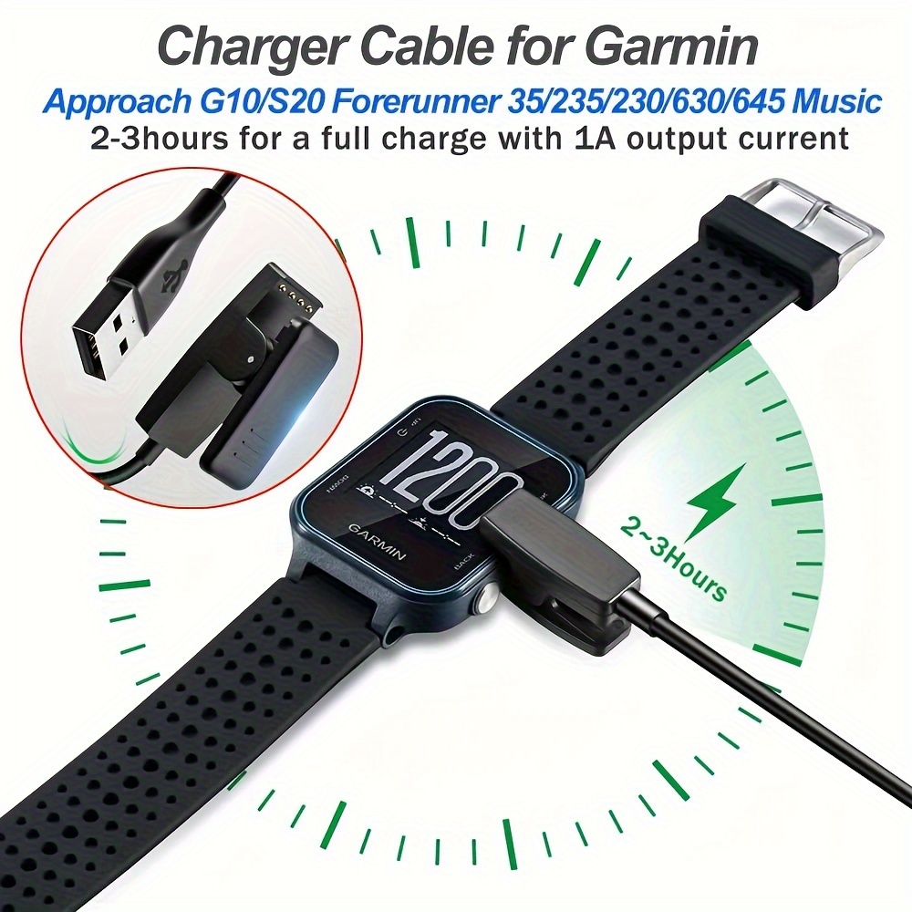 USB Chargeur Alimentation pour Garmin Approach G10 S20 Vivomove HR et  Garmin Forerunner 735XT 35 230 235 630 645 Music