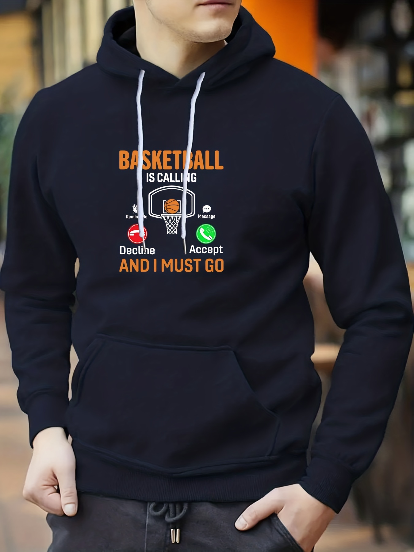 Basketball Print, Men's Outfits, Casual Hoodies Long Sleeve Color