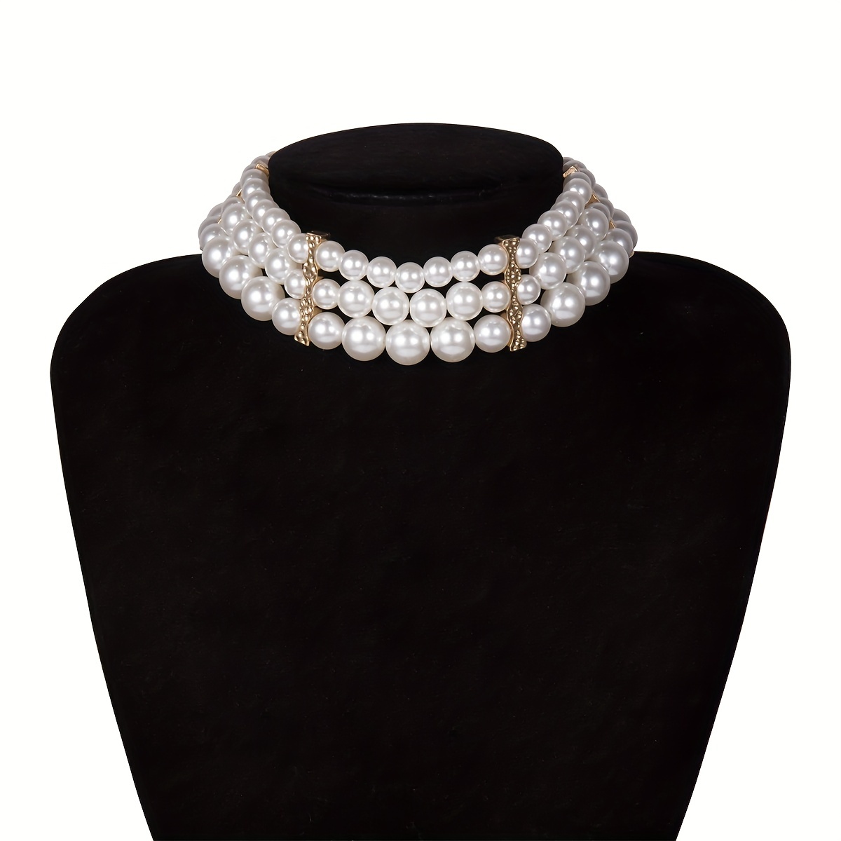 Luxury Geometric Elegant Three Layers Faux Pearl Choker - Temu