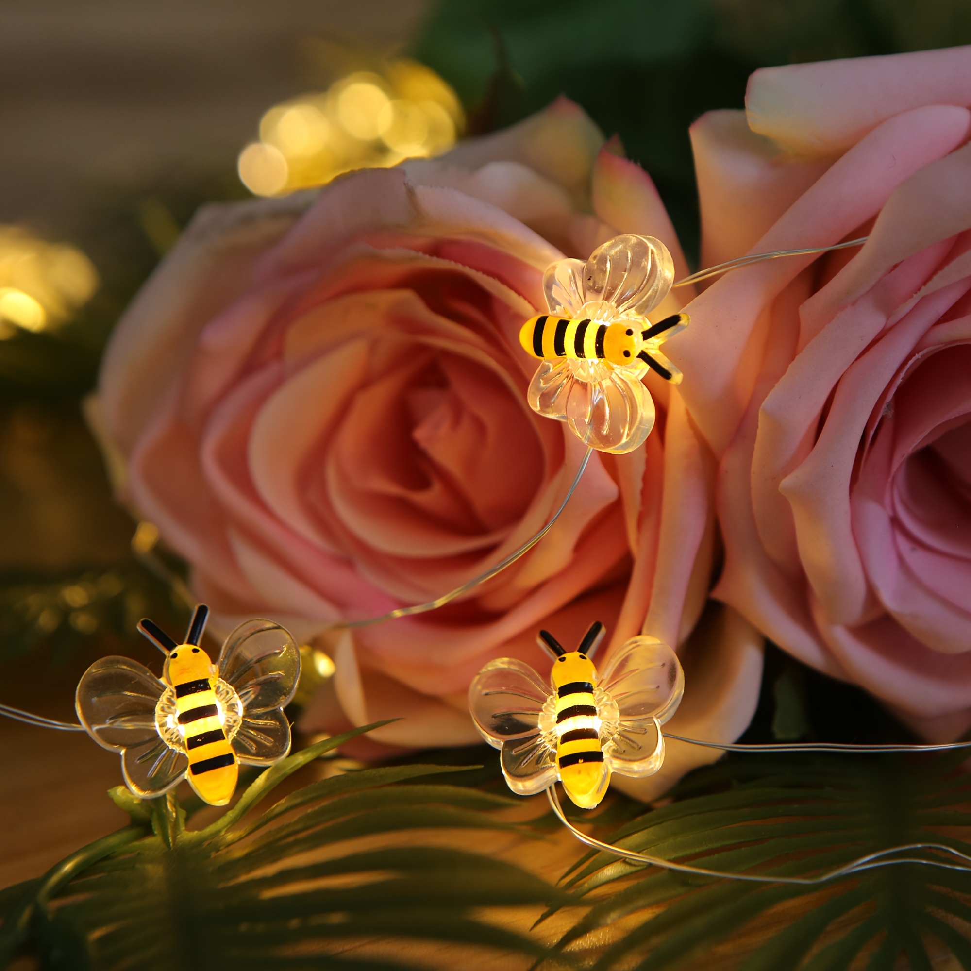 2 luces de abeja, cadena de luces de abeja, decoración de hadas, 30 luces  LED de 10 pies, funciona c…Ver más 2 luces de abeja, cadena de luces de