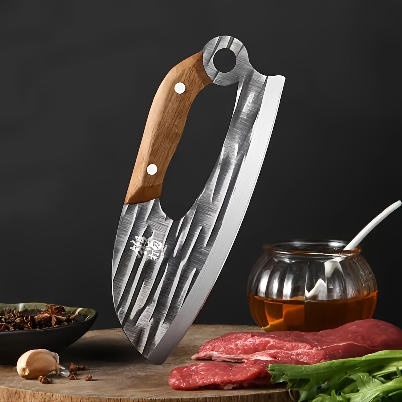  Cuchillo de cortar chino Cuchillo de carne de res serrado de  acero inoxidable Cuchillo de rebanar de carne de res multiusos Restaurante  Cubiertos Cuchillos de mesa afilados Vajilla Corte de verduras 