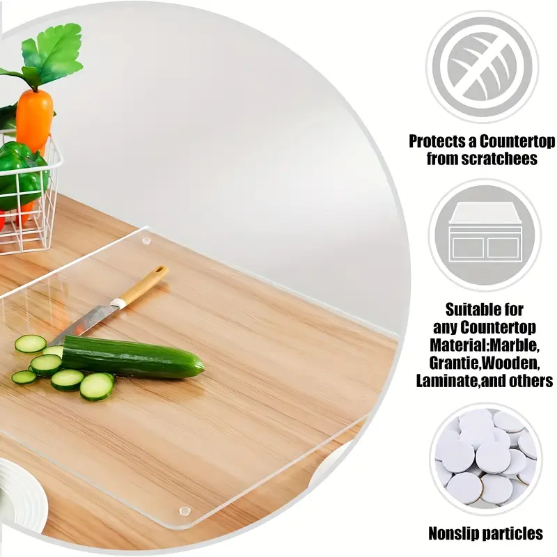 1pc cutting board acrylic cutting board kitchen countertop anti slip transparent chopping board kitchen utensils apartment essentials college dorm essentials off to college ready for school back to school supplies details 3