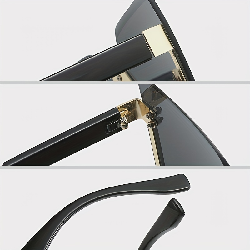 Oversized Rimless Sunglasses Gradient Lens Casual Square Glasses