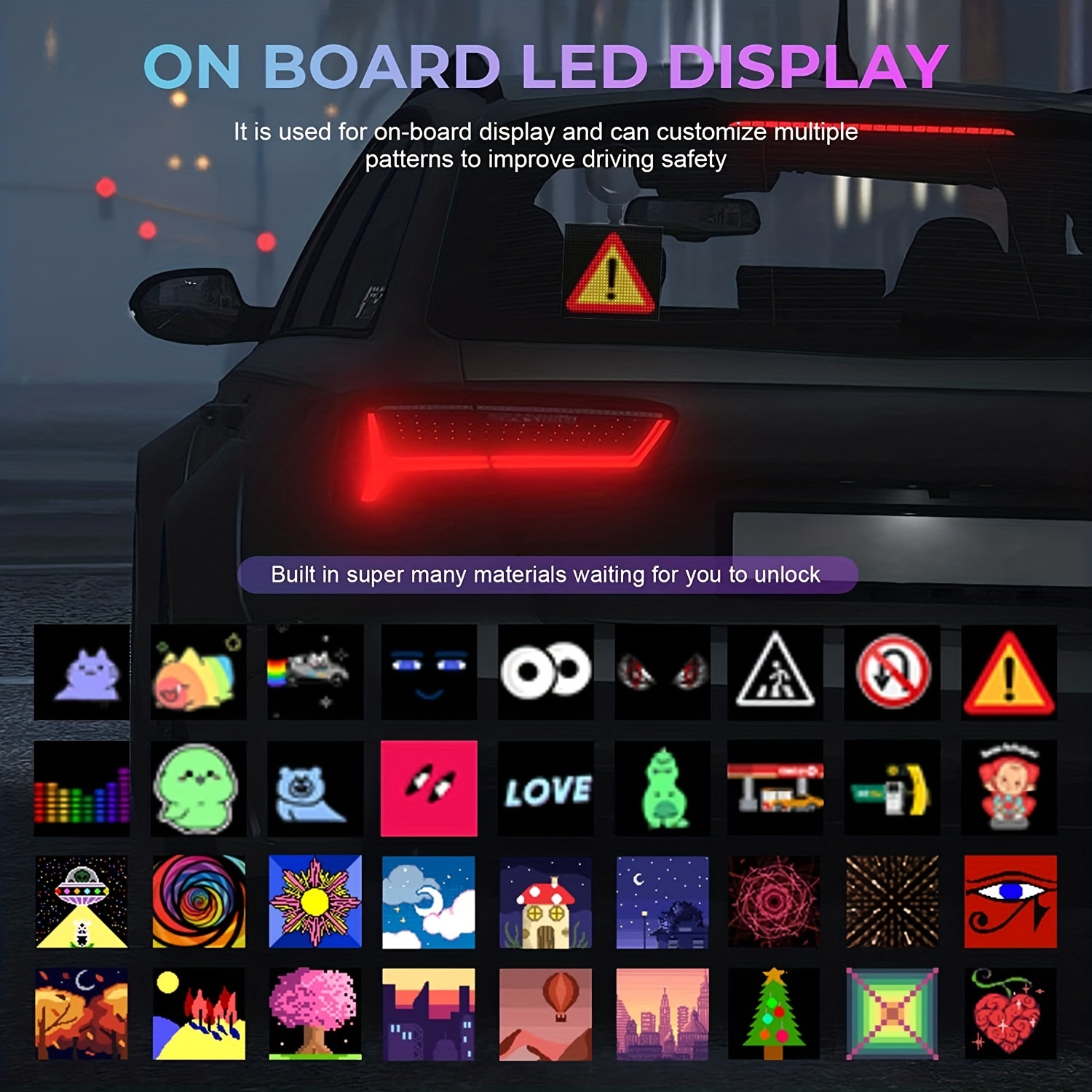 Voiture signe LED écran du panneau de signalisation de la fenêtre pour  déplacer le texte de la publicité - Chine Affichage LED de la vitre arrière  de voiture, vitre arrière