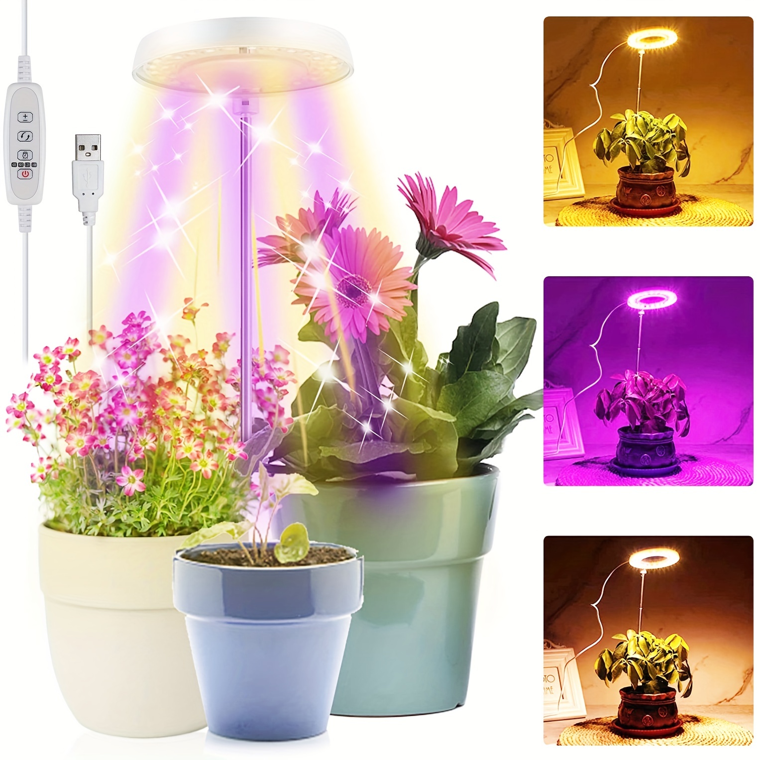 Lampe pour Plantes 30W 60 LED Lampe de Croissance pour Plantes avec  minuterie Auto