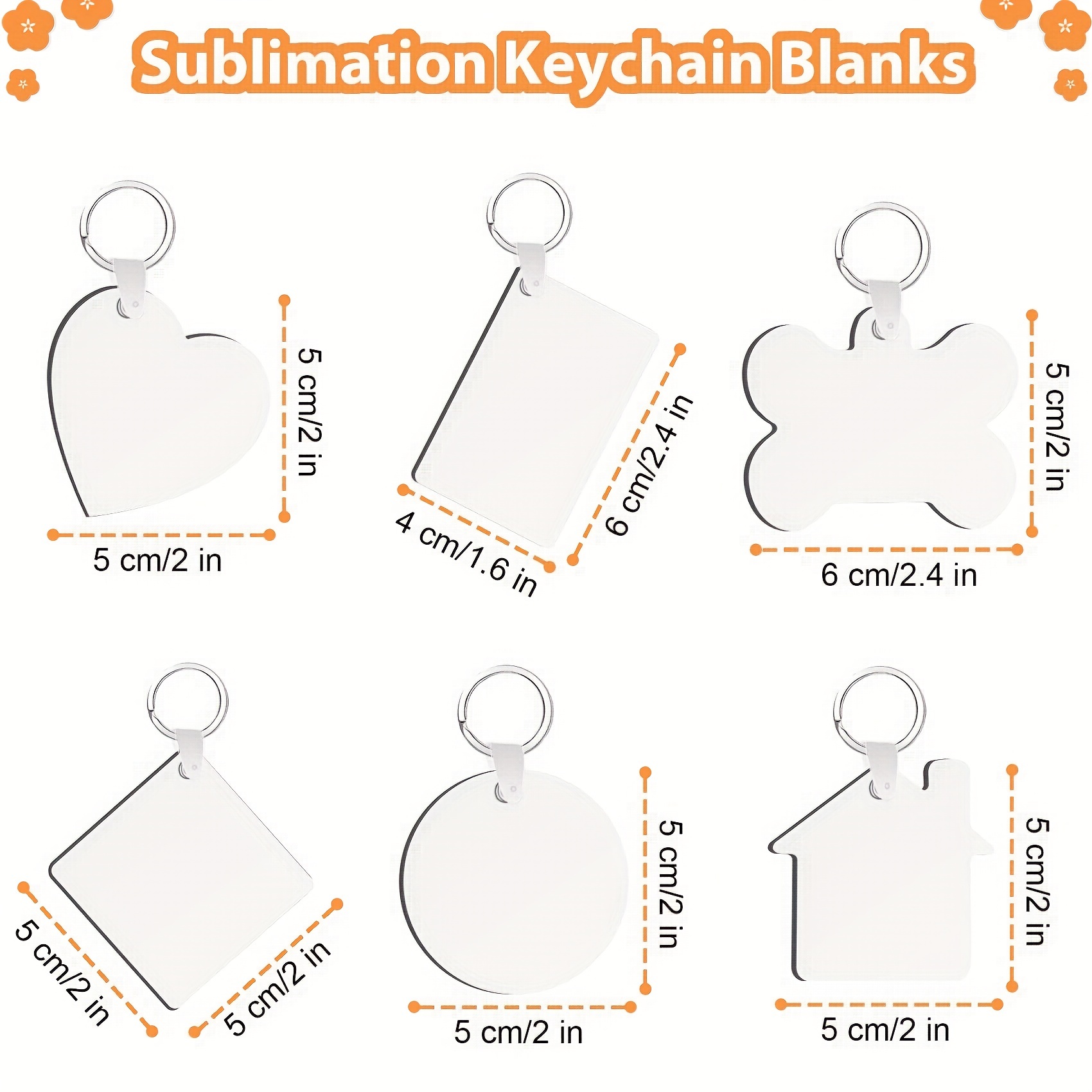 30PCS Sublimation Blanks Keychains Bulk Keychains Ornament Set with Tassels