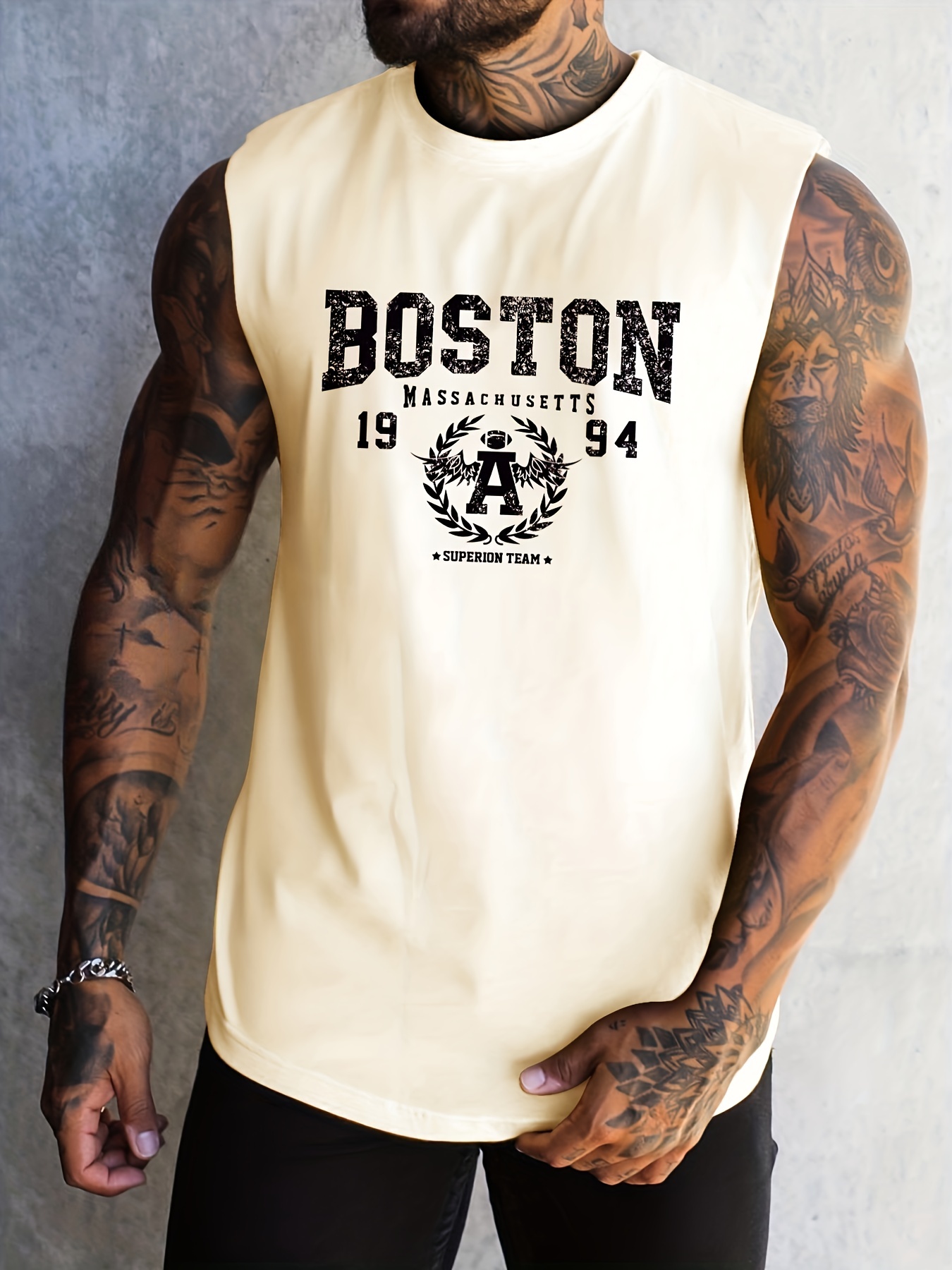 Boston' Round Neck Breathable Vest, Casual Sports Sleeveless Tank Tops,  Men's Summer Clothing - Temu Australia