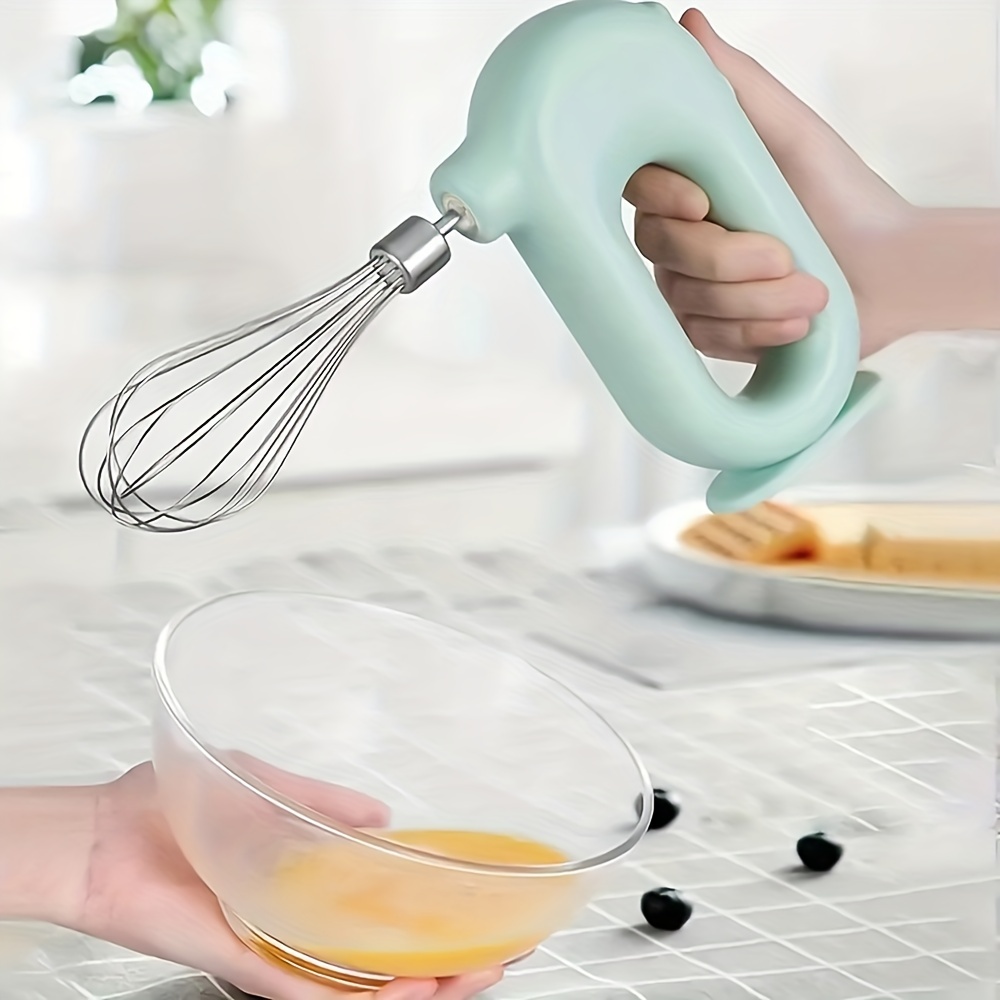 Egg Whisk Handheld Adjustable Kitchen Cream Frother Electric Rechargeable  Egg Mixer Blender Green Double Sticks