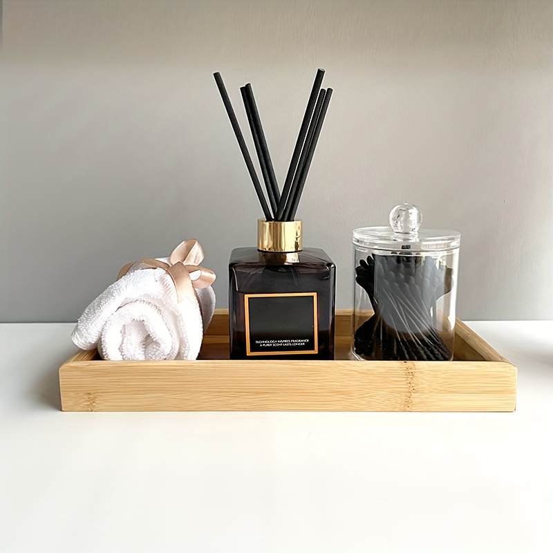 Z-ONE Bandeja de tocador de bambú, bandeja de baño de bambú, accesorio de  baño y decoración del hogar, diseño innovador (bambú, 11.5 x 4 pulgadas)