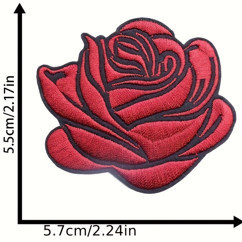 Red Rose Iron On Appliques Embroidery Flower Patches Large - Temu