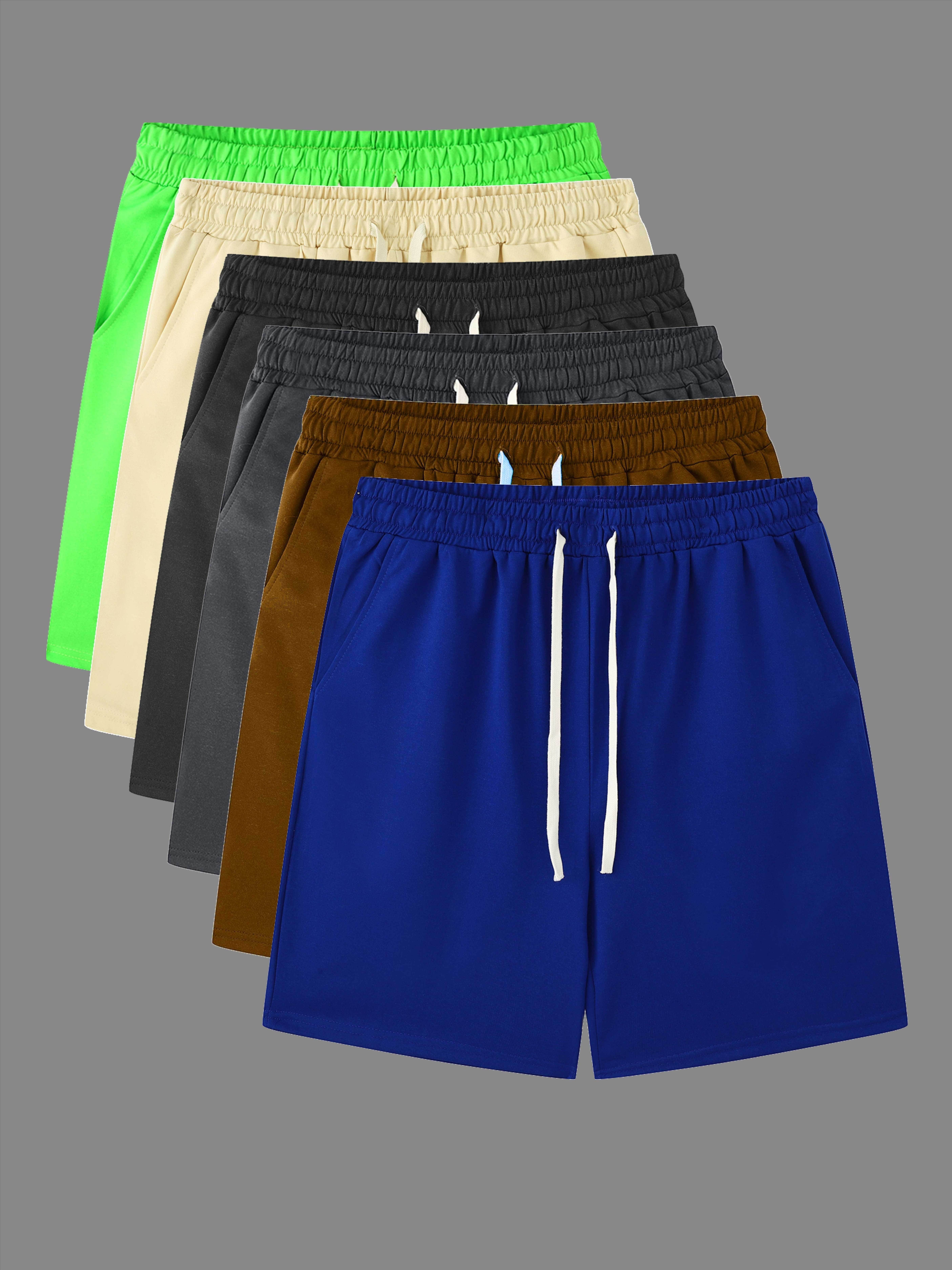 Men's Plain Casual Shorts, Street Style Drawstring Shorts