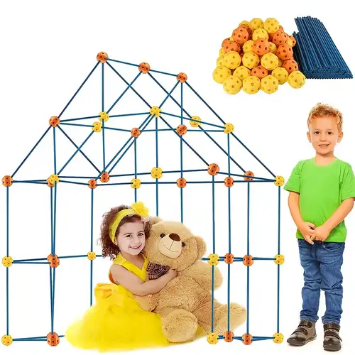 Fort Building Kit for Kids, 140pcs STEM Toys for Boys 4-12Y, Kids Tunnel  DIY Fort Building Castles Indoor Outdoor Toy 