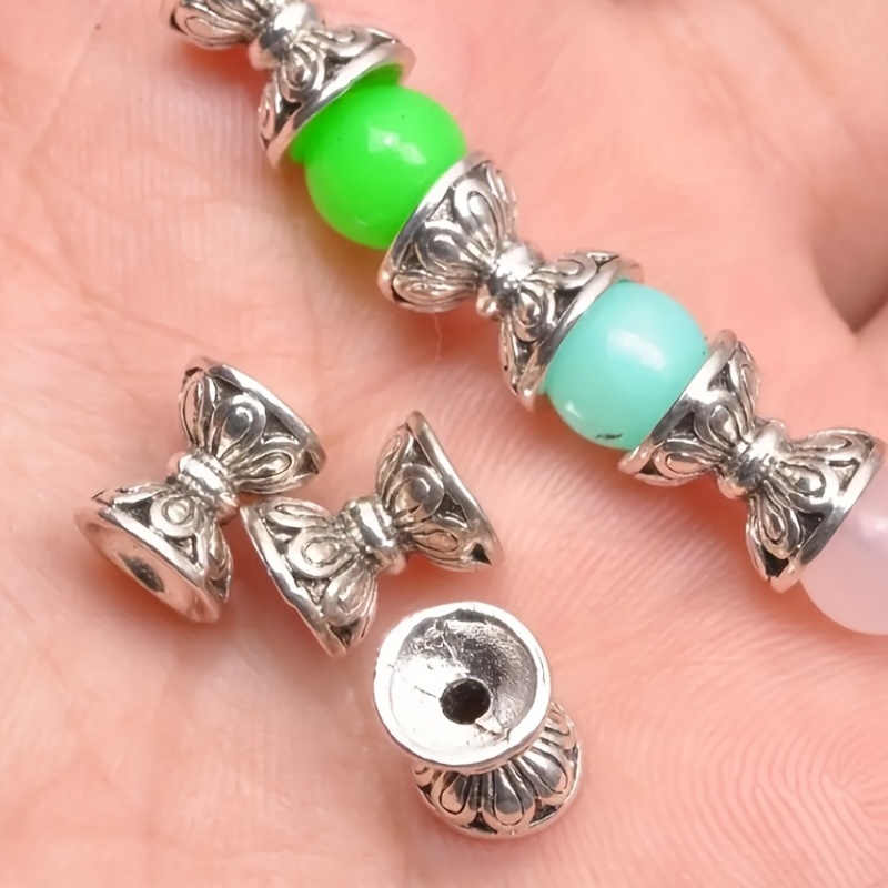 Mixed Ancient Silver Spacer Beads Diy Necklace Bracelet - Temu