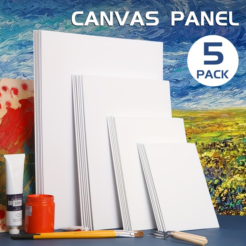 Factory Direct Sales 5 Panel White Blank Canvas Board Stretched Canvas Art  Wooden Board Frame for Primed Oil Painting Acrylic Paint Artist Painter  Gallery