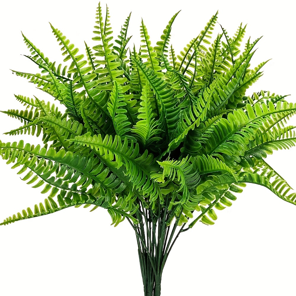 4pcs Artificial Fake Boston Fern Plastic Plants Bushes Artificial Ferns  Plant For Outdoor Uv Resistant (green)