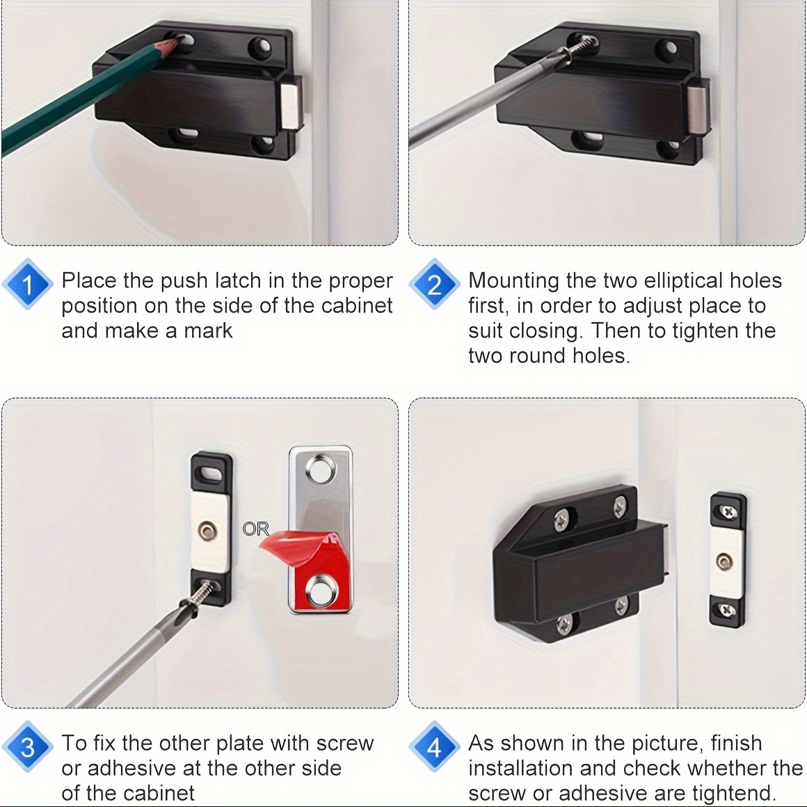 1/2/4/6pcs Magnetic Push Latch, Heavy Duty Push To Open Cabinet Hardware,  Magnetic Touch Latches For Door, Push Release Latch Fot Kitchen Drawer, Push